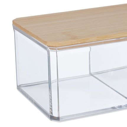Rangement maquillage avec couvercle en bambou