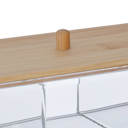 Rangement maquillage avec couvercle en bambou