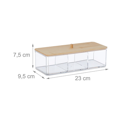 Rangement maquillage avec couvercle en bambou