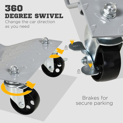 Manoeuvreerkrik, Set Van 2, Manoeuvreerhulp Voor Het Wisselen Van Banden, Krik Met 4 Wielen, Grijs, 40,5X30X13,5Cm