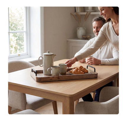 Mango Wood Serving Tray with Metal Handles, 50x25 cm