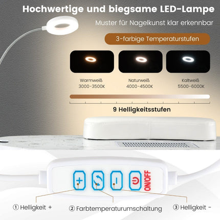 Maniküretisch klappbarer Nageltisch mit elektrischer Staubabsaugung Maniküretisch Marmoroptik weiß