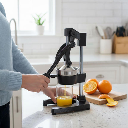 Manual Citrus Press – Cast Iron, Stainless Steel Sieve