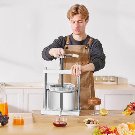 Manual Fruit Wine Press 5L, Dual Stainless Steel Barrels
