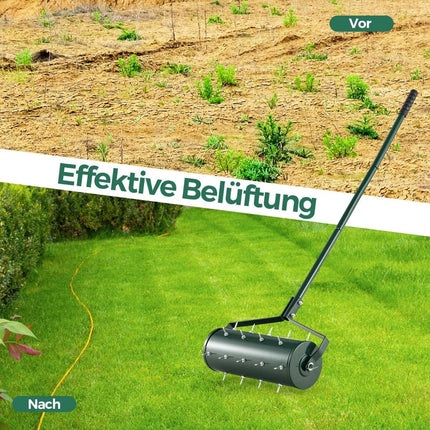 Manual Lawn Aerator Roller – 44x128 cm, 27 Spikes, Ergonomic Handle