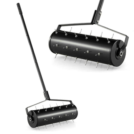 Manual Lawn Aerator Roller with 33 Spikes, 52x130 cm