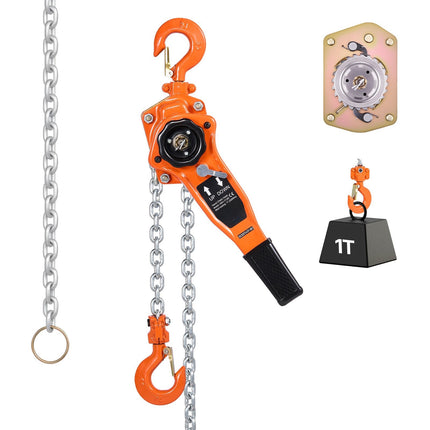 Manual Lever Chain Hoist 1 Ton, 3 m G80 Chain, Dual Pawl Brake