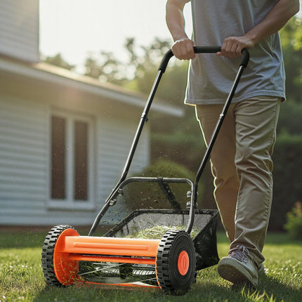 Manual Reel Lawn Mower 16-Inch, 5-Blade, Catcher