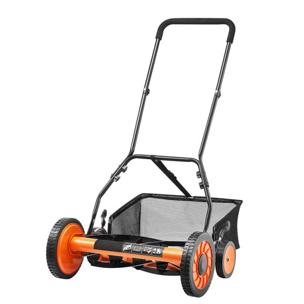 Manual Reel Lawn Mower 18-Inch, 5-Blade, Grass Catcher