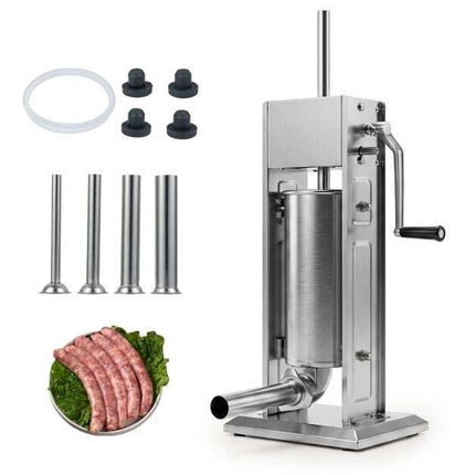 Manual Sausage Stuffer, 11 LBS Capacity, 4 Tubes, 2 Speeds
