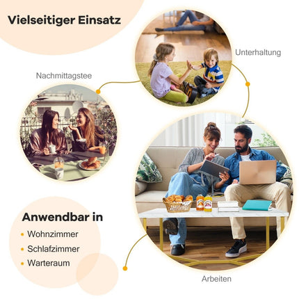 Marmor-Couchtisch mit Gold-Metallgestell, verstellbare Füße