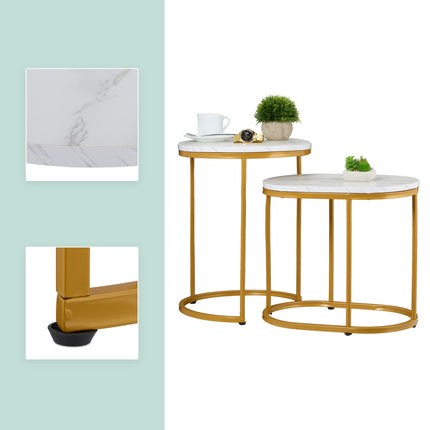 Marble Look Nesting Tables – Set of 2, Living Room