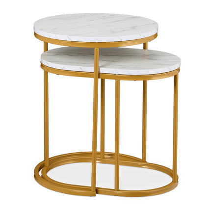 Marble Look Nesting Tables – Set of 2, Living Room