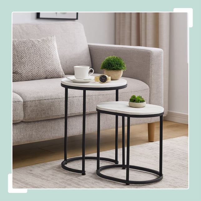 Marmoriertes Beistelltisch-Set – 2-teilig, Wohnzimmer