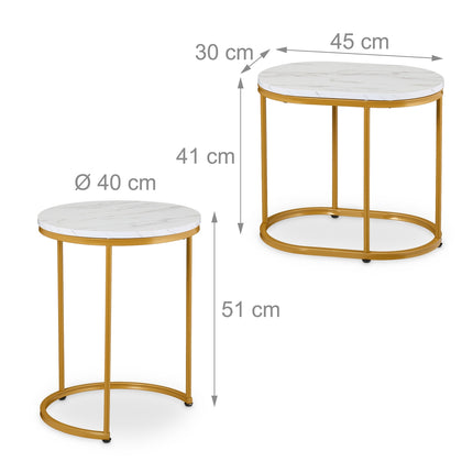 Marble Look Nesting Tables – Set of 2, Living Room