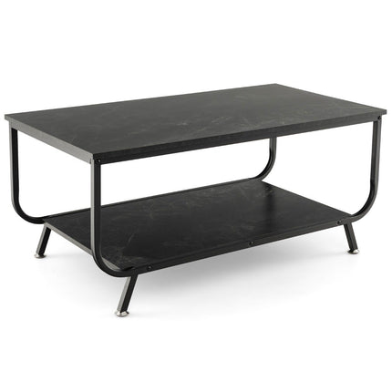 Marble coffee table Rectangular coffee table with 2 levels 105 x 55 x 46.5 cm Black