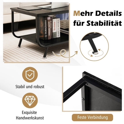 Marble coffee table Rectangular coffee table with 2 levels 105 x 55 x 46.5 cm Black