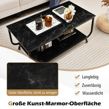 Marble coffee table Rectangular coffee table with 2 levels 105 x 55 x 46.5 cm Black