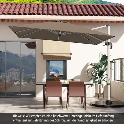 Parasol de marché avec manivelle et rotation à 360° pour jardins et piscines 300 x 300 cm marron