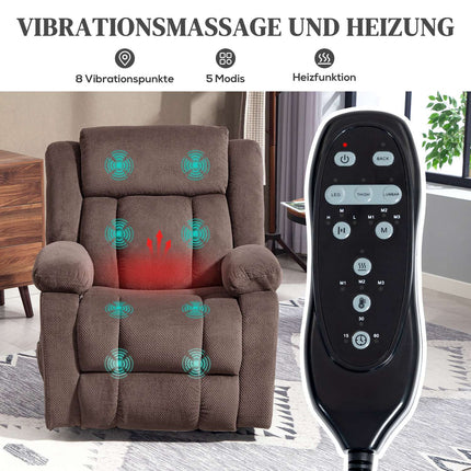Massage Chair, 8 Vibration Points, 5 Modes, Heated, Brown