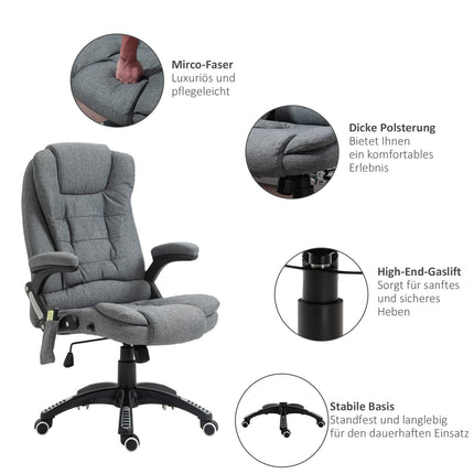 Ergonomischer Massagesessel, höhenverstellbar, grau, 67x74x116-126 cm