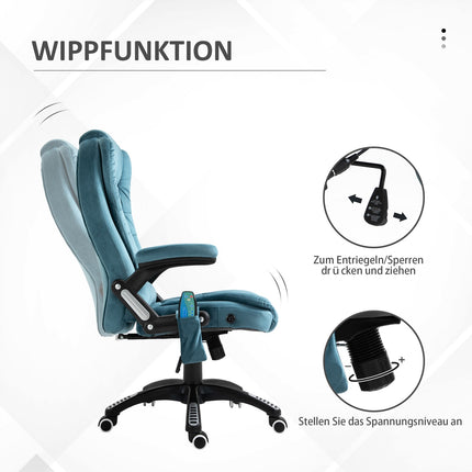 Ergonomischer Massage-Bürostuhl, höhenverstellbar, blau
