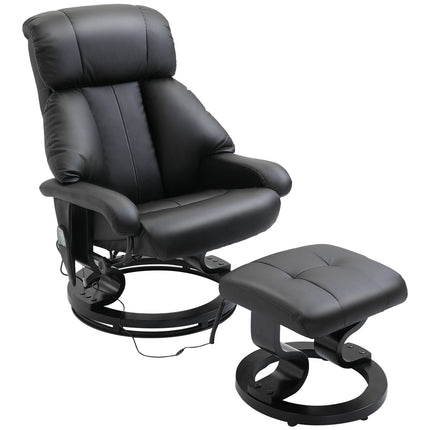 Electric massage chair with footstool - Black