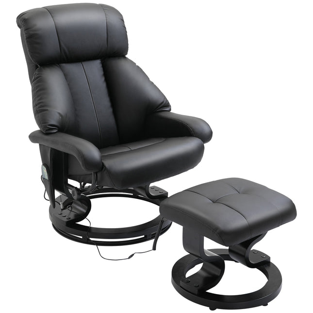 Elektrischer Massagesessel mit Fußhocker – Schwarz