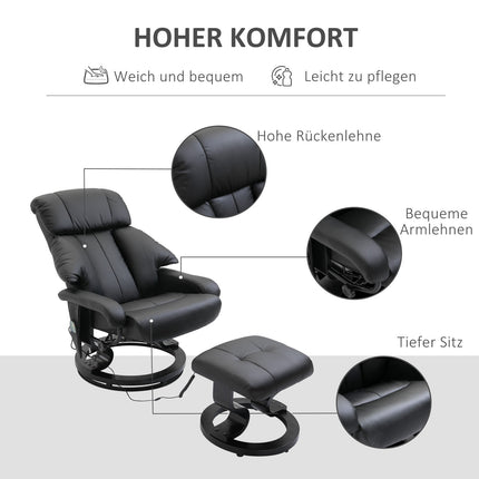 Electric massage chair with footstool - Black