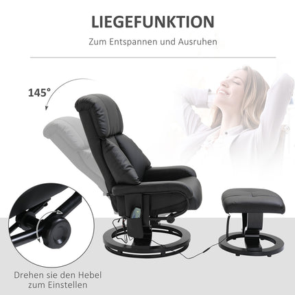 Electric massage chair with footstool - Black
