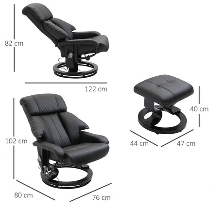 Electric massage chair with footstool - Black