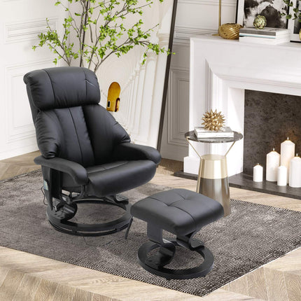 Electric massage chair with footstool - Black