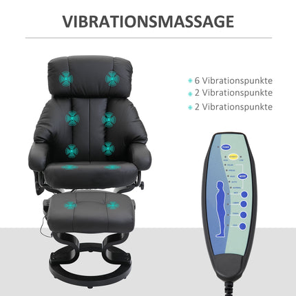 Electric massage chair with footstool - Black