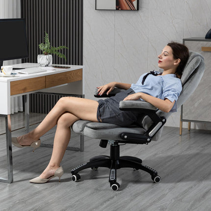 Ergonomic gray massage chair - height adjustable office/gaming