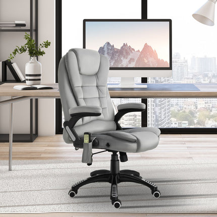 Ergonomic gray massage chair - height adjustable office/gaming