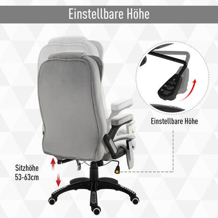 Ergonomic gray massage chair - height adjustable office/gaming