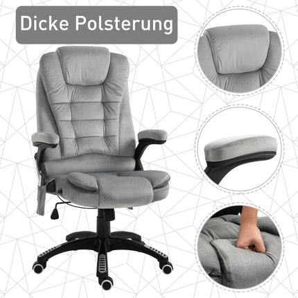 Ergonomic gray massage chair - height adjustable office/gaming