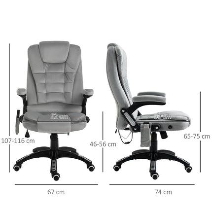 Ergonomic gray massage chair - height adjustable office/gaming