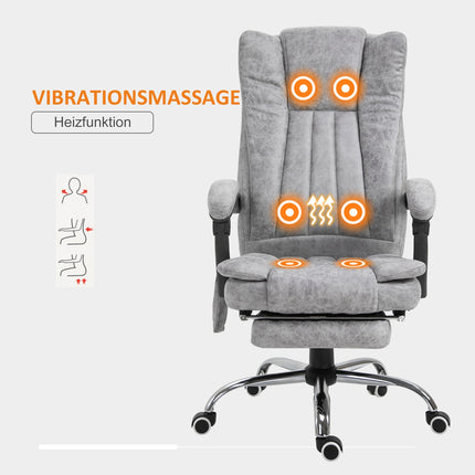 Liege-Massagesessel in Grau mit Heizfunktion und Fußstütze