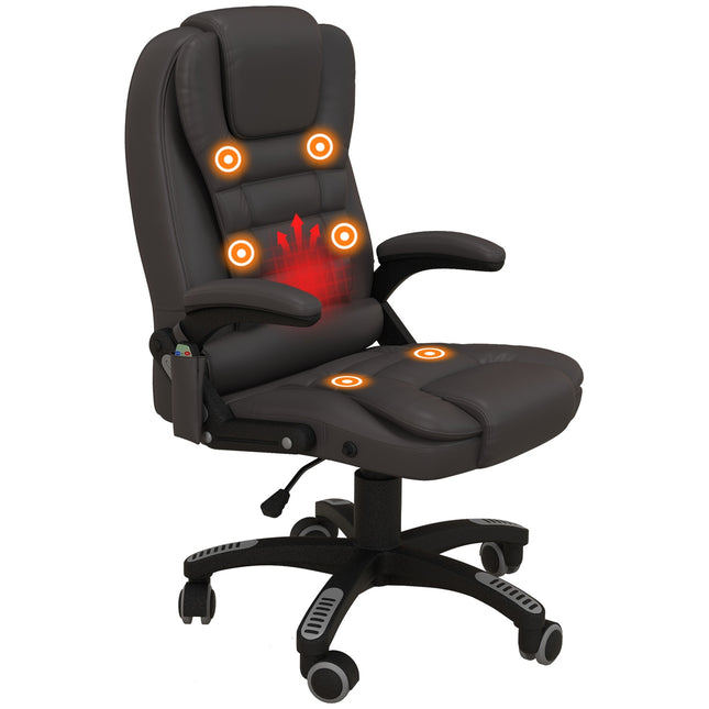 Vibrationsmassage-Bürostuhl mit Heizfunktion, Kunstleder, Braun