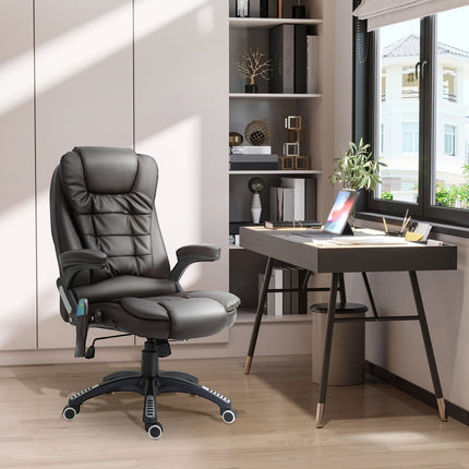 Vibrationsmassage-Bürostuhl mit Heizfunktion, Kunstleder, Braun