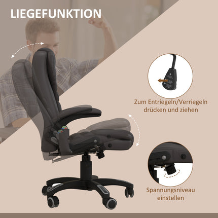 Vibrationsmassage-Bürostuhl mit Heizfunktion, Kunstleder, Braun
