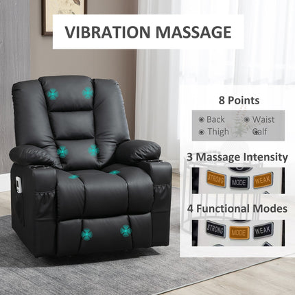Liege-Massagesessel, USB- & Fernbedienung, 150 kg Tragkraft, Schwarz