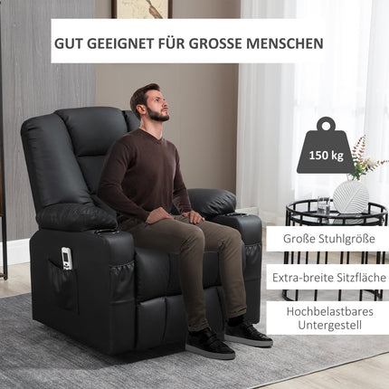 Liege-Massagesessel, USB- & Fernbedienung, 150 kg Tragkraft, Schwarz