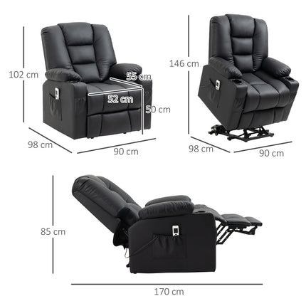 Liege-Massagesessel, USB- & Fernbedienung, 150 kg Tragkraft, Schwarz