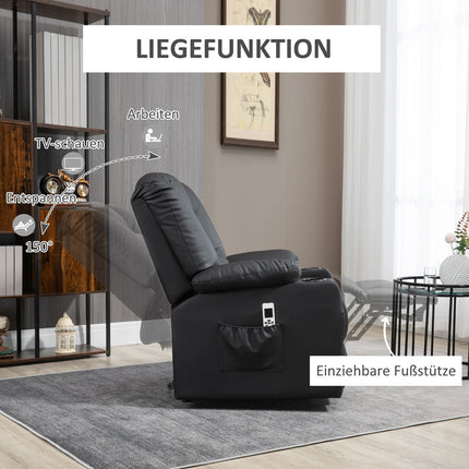 Liege-Massagesessel, USB- & Fernbedienung, 150 kg Tragkraft, Schwarz