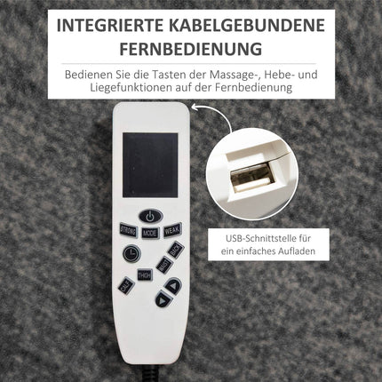 Liege-Massagesessel, USB- & Fernbedienung, 150 kg Tragkraft, Schwarz