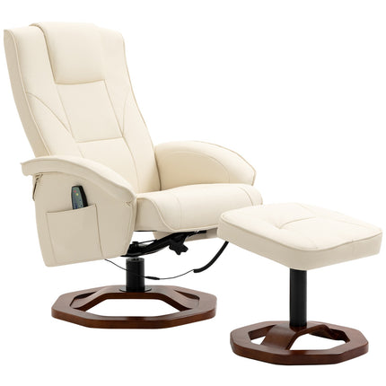 Massagesessel mit 360° Drehung, Kunstleder, creme/braun