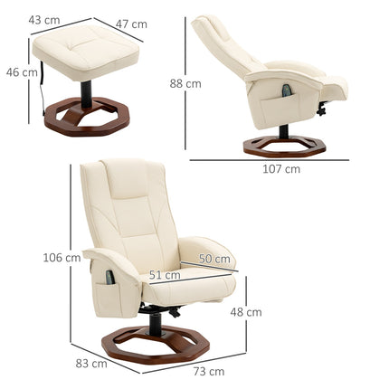 Massagesessel mit 360° Drehung, Kunstleder, creme/braun