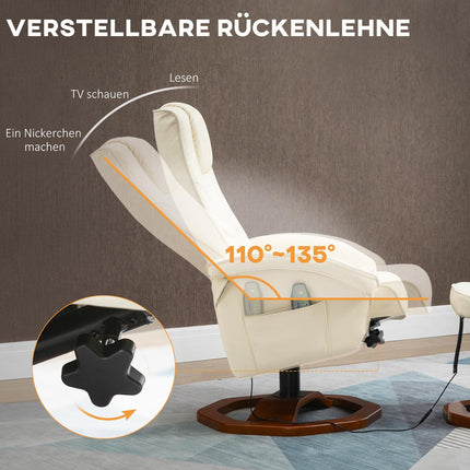 Massagesessel mit 360° Drehung, Kunstleder, creme/braun